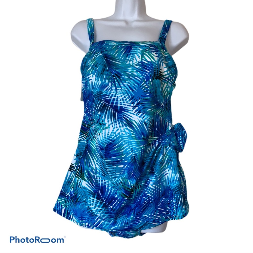 Swimwear Tropical Blue & Green Swim dress Size 16